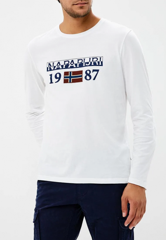 NAPAPIJRI pánské bílé tričko s dlouhým rukávem č.1