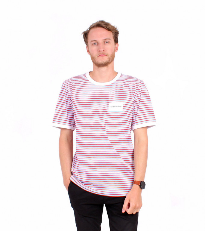 Calvin Klein pánské tričko červené, modré a bílé č.1