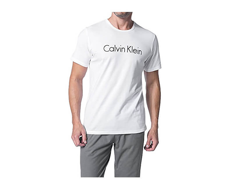 Calvin Klein pánské bílé tričko na spaní S/S CREW NECK č.1