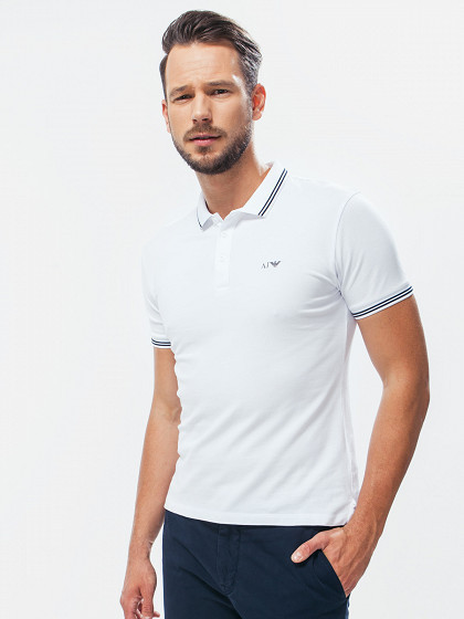 Armani Jeans pánské bílé polo tričko č.1