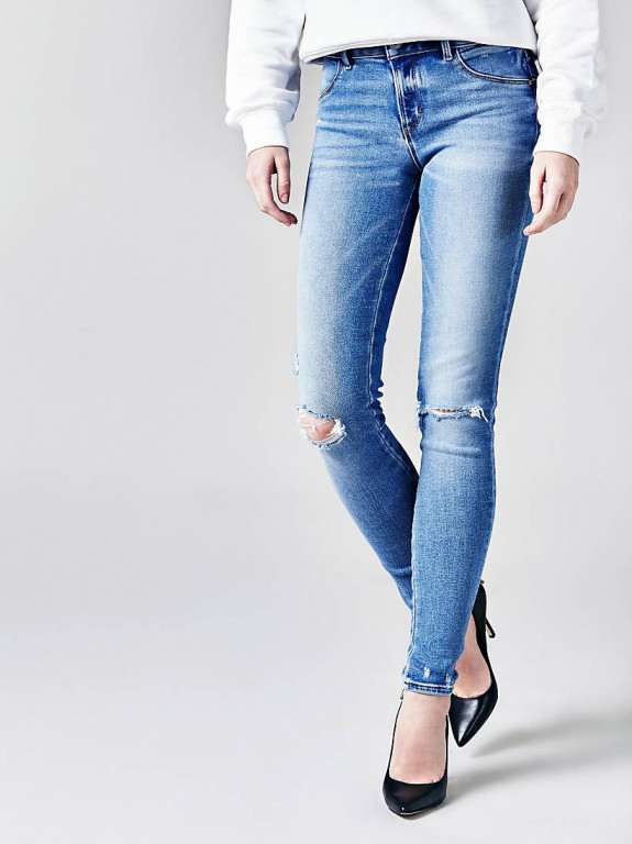 GUESS dámské modré trhané džíny skinny č.1