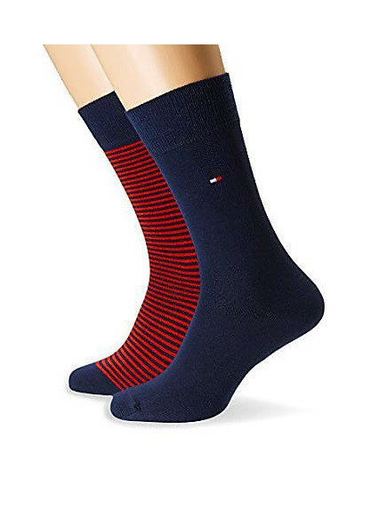 Tommy Hilfiger pánské červené a tmavě modré ponožky - 2 páry winetasting č.1
