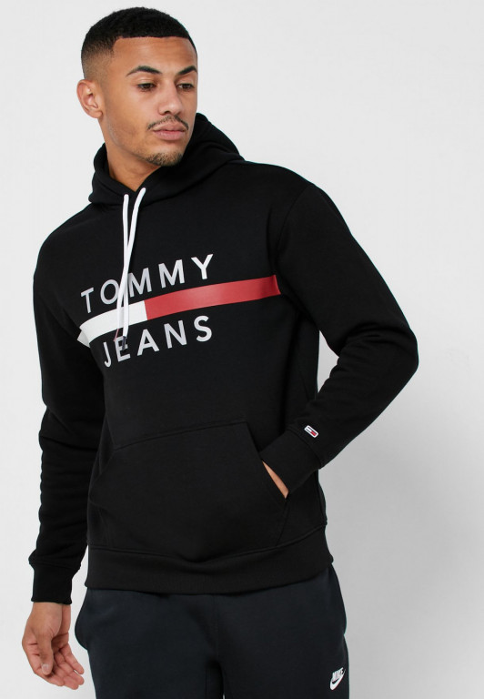 TOMMY JEANS pánská černá mikina s kapucí č.1