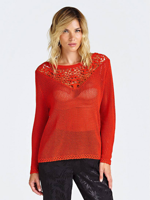 GUESS dámský červený pletený svetr č.1