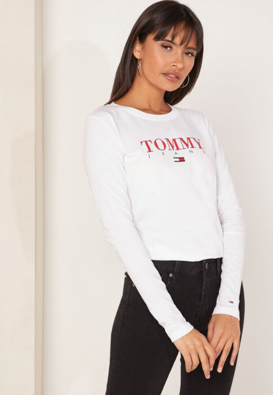 Tommy Jeans dámské bílé tričko s dlouhým rukávem č.1