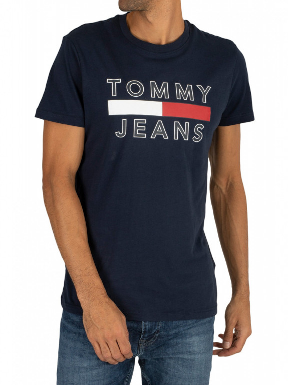 TOMMY JEANS pánské tmavě modré tričko s potiskem č.1