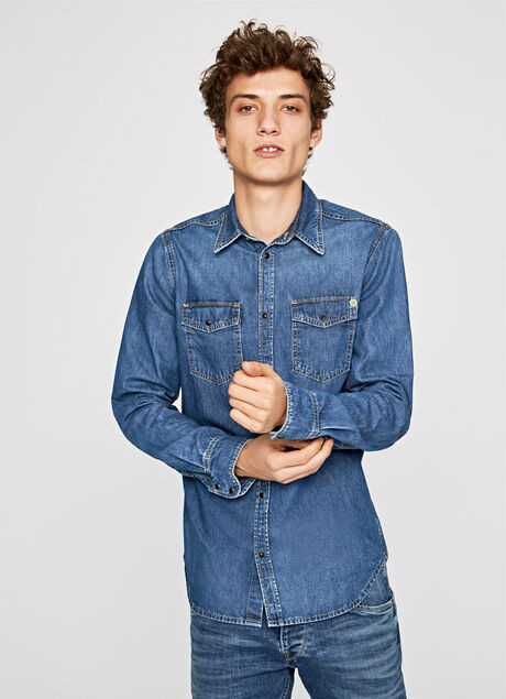 Pepe Jeans pánská tmavě modrá denim košile Hammond č.1