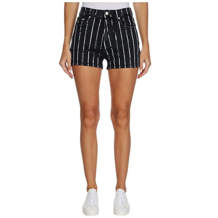 Calvin Klein dámské černé kraťasy s pruhy HIGH RISE SHORT č.1