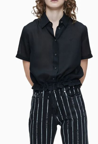 Calvin Klein dámská černá krátká košile WAISTED LACING SS SHIRT č.1