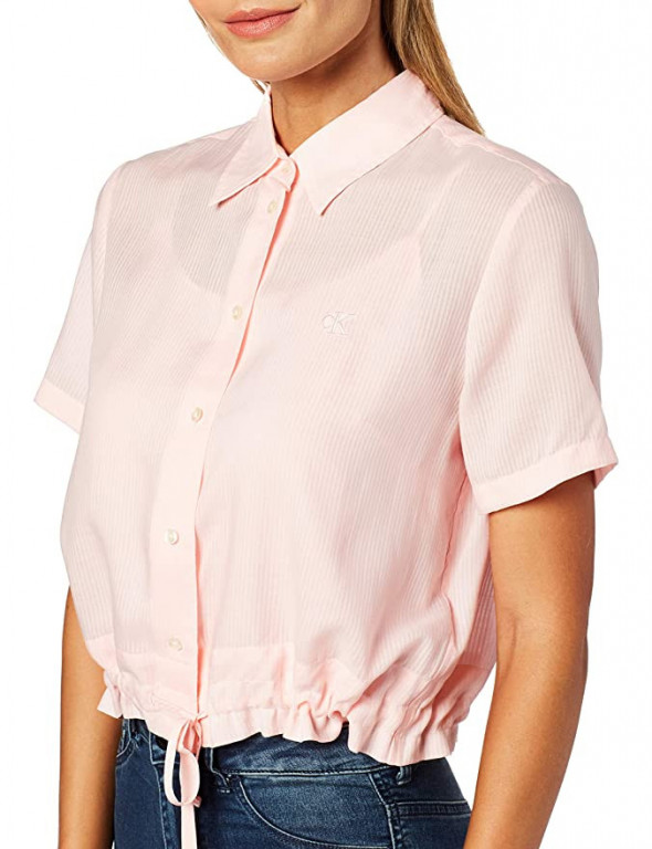 Calvin Klein dámská růžová krátká košile WAISTED LACING SS SHIRT č.1