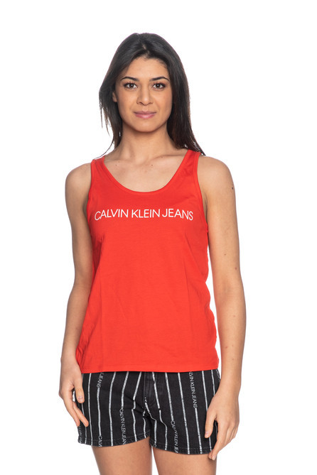 CALVIN KLEIN dámské červené tílko INSTITUTIONAL LOGO TANK č.1