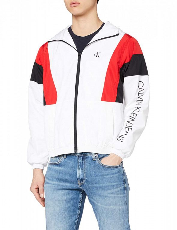Calvin Klein pánská bílá sportovní bunda COLOR BLOCK TRACK JACKET č.1