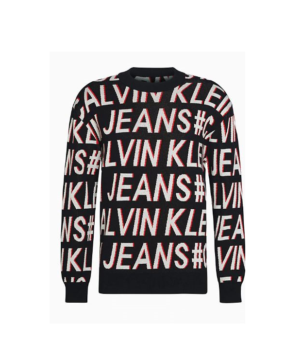 Calvin Klein pánský černý svetr LOGO AOP FASHION SWEATER č.1