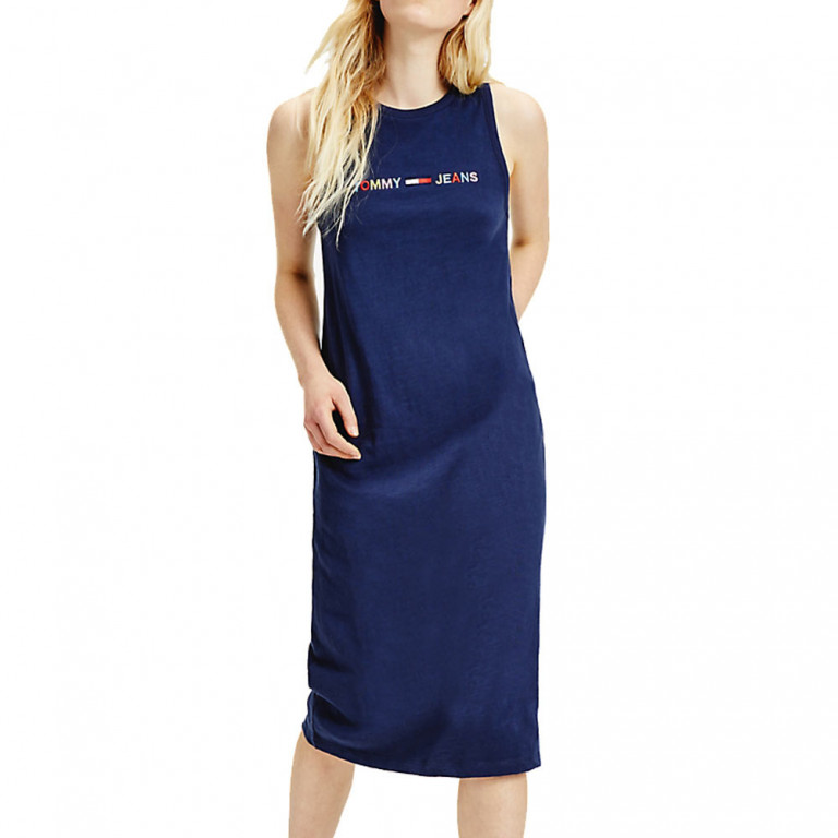 Tommy Jeans dámské tmavě modré šaty TJW LOGO TANK DRESS č.1