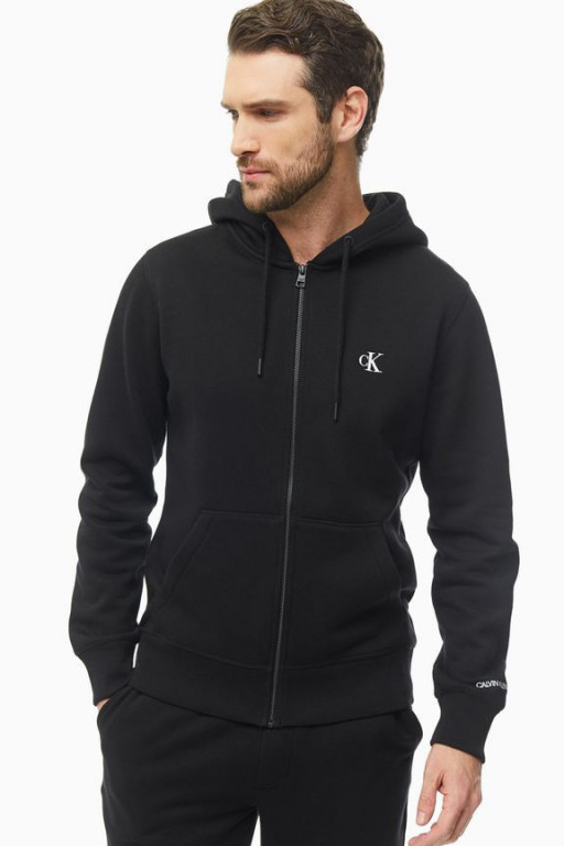 Calvin Klein pánská černá mikina s kapucí ESSENTIAL REG ZIP THROUGH č.1