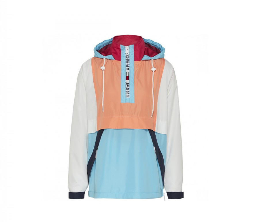 Tommy Jeans dámská modrá větrovka TJW COLORBLOCK POPOVER č.1