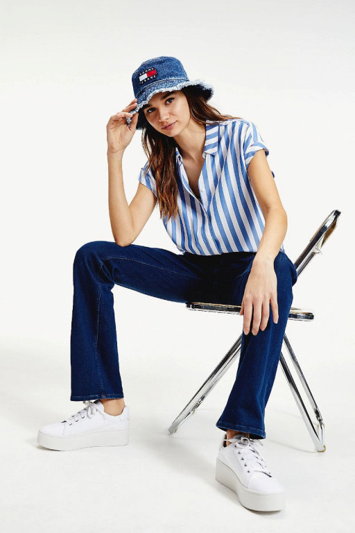 Tommy Jeans dámská modrá košile Twj Stripe Roll Up č.1