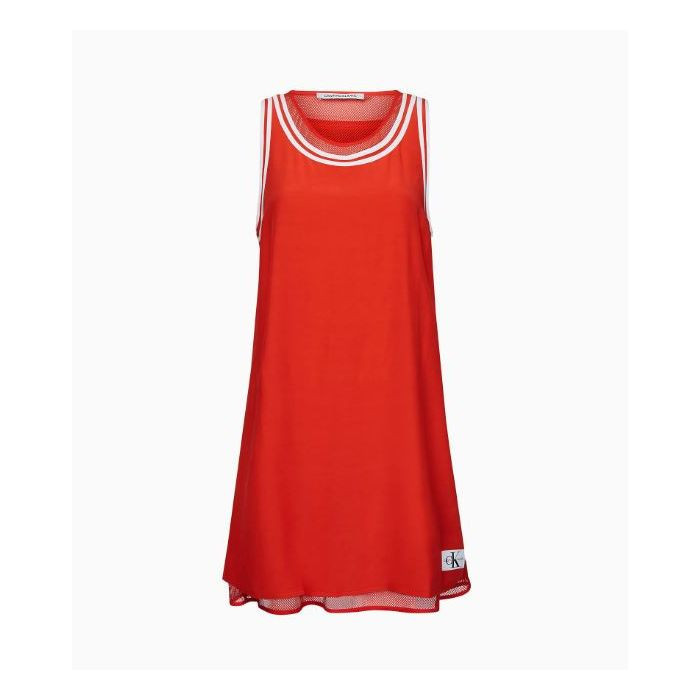 Calvin Klein dámské červené lehké šaty TANK DRESS WITH MESH LINING č.1