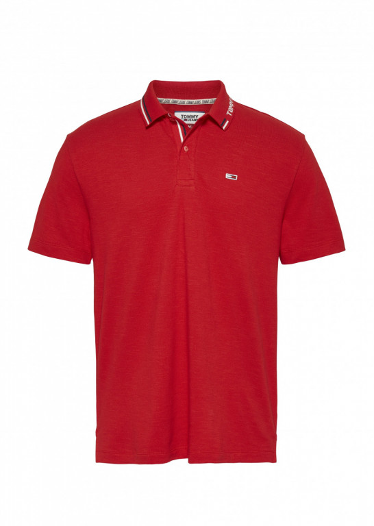 Tommy Jeans pánské červené polo tričko Tjm Branded Collar č.1