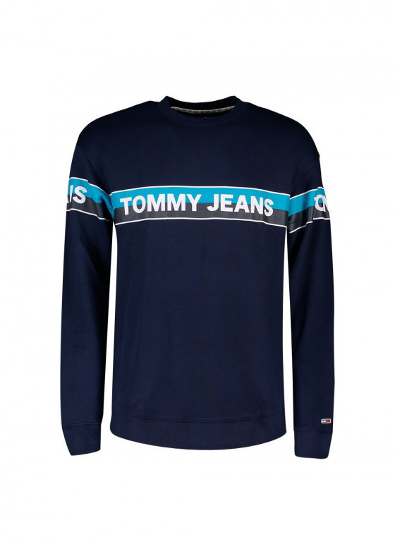 TOMMY JEANS pánská tmavě modrá mikina TJM BAND LOGO CREW č.1