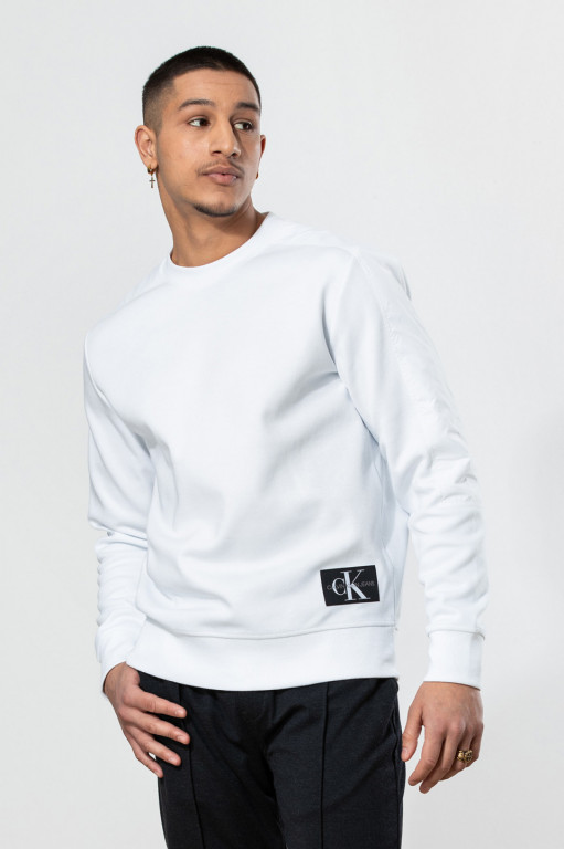 Calvin Klein pánská bílá mikina MIXED MEDIA NYLON REG CREWNECK č.1