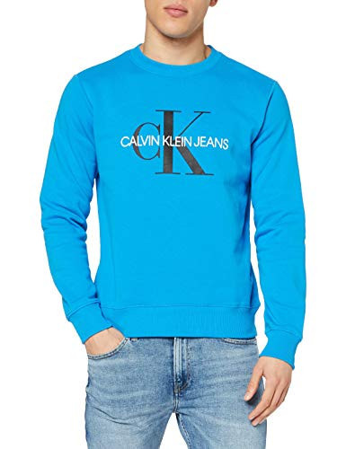 Calvin Klein pánská světle modrá mikina s potiskem MONOGRAM CREWNECK č.1