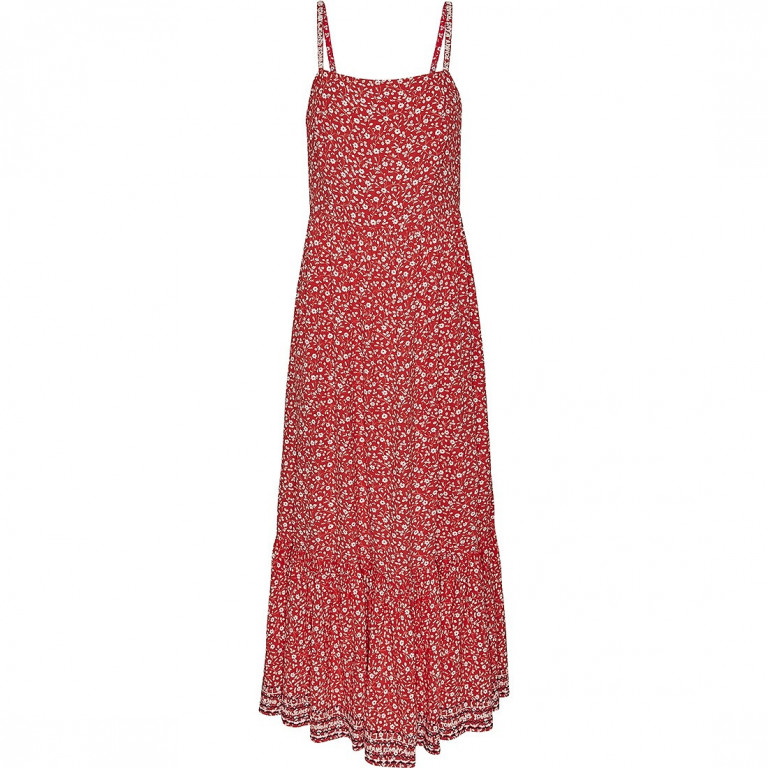 TOMMY JEANS dámské červené květinové šaty TJW FLORAL MAXI STRAP DRESS č.1