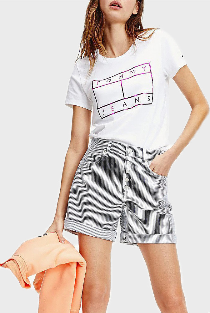 tommy jeans metallic flag tee