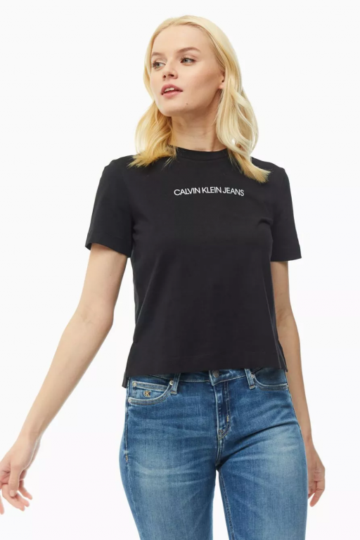 Calvin Klein dámské černé tričko s nápisem SHRUNKEN INSTITUTIONAL LOGO TEE č.1