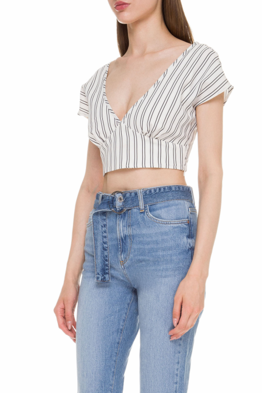 GUESS dámský bílý proužkový crop top č.1