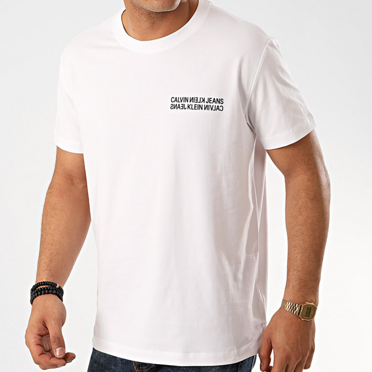 Calvin Klein pánské bílé tričko MONOGRAM CK SQUARE BACK REG TEE č.1