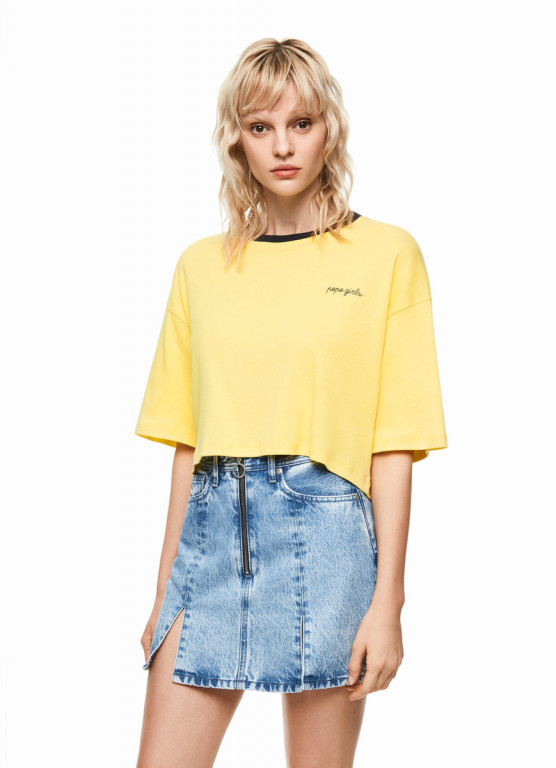 Pepe Jeans dámské žluté oversize tričko Marian č.1