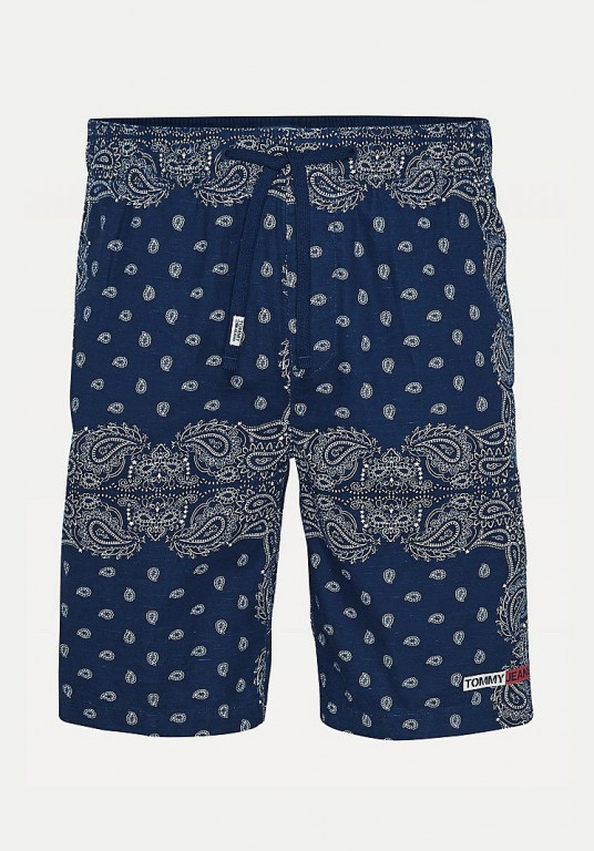 Tommy Jeans pánské tmavě modré kraťasy s ornamenty TJM BANDANA PRINT SHORT č.1