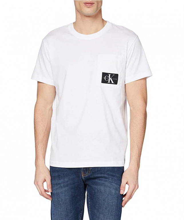 Calvin Klein pánské bílé tričko MIXED MEDIA NYLON POCKET TEE č.1