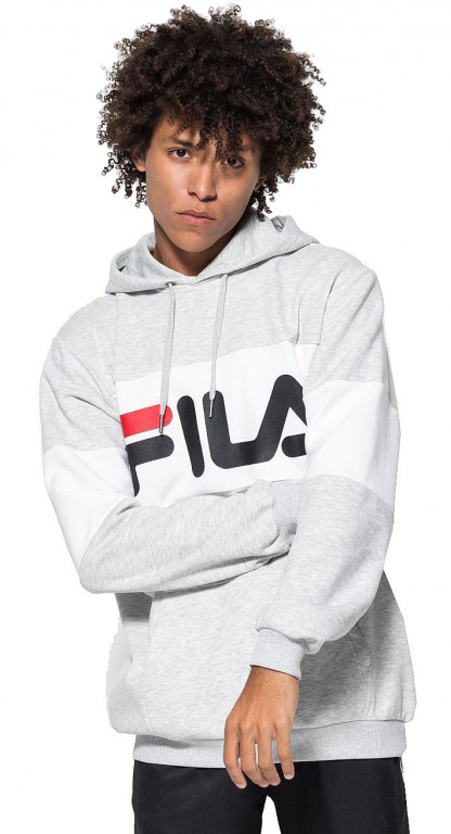 FILA pánská šedo bílá mikina s kapucí č.1