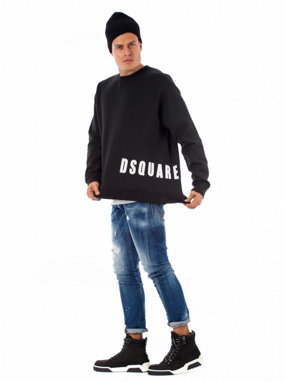 DSQUARED2 pánská černá mikina s nápisem č.1