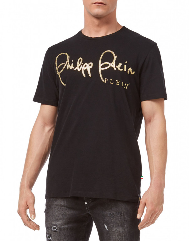 PHILIPP PLEIN pánské černé tričko s nápisem č.1