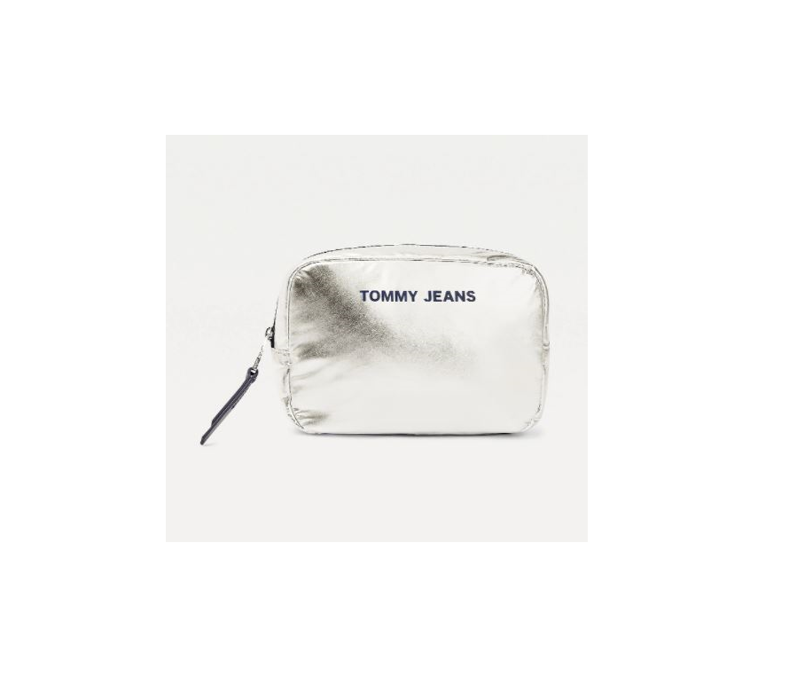 Tommy Jeans dámská stříbrná kosmetická taška TJW NYLON TWIST WASHBAG MET č.1