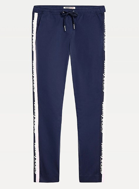 TOMMY HILFIGER dámské tmavo modré teplákové kalhoty LOGO STRIPE TROUSERS č.1