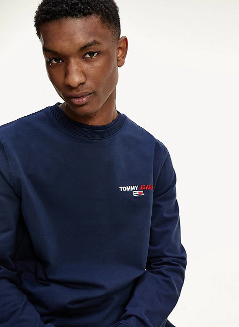 Tommy Hilfiger pánská mikina bez kapuce tmavě modrá CHEST GRAPHIC CREW č.2