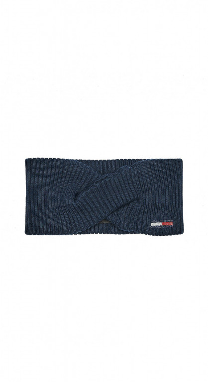Tommy Hilfiger dámská tmavě modrá pletená čelenka TJW BASIC FLAG RIB HEADBAND č.1