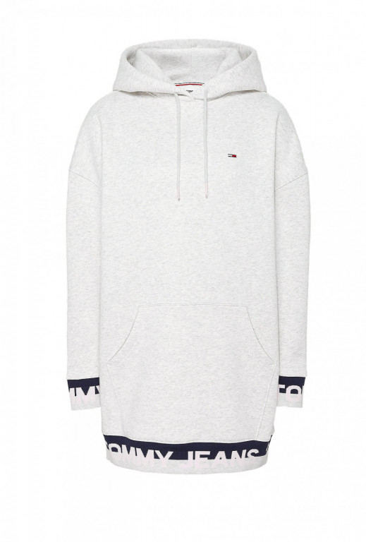 Tommy Jeans dámská šedá dlouhá mikina s kapucí TJW BRANDED HEM SWEAT DRESS č.1