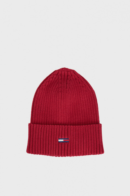 Tommy Jeans dámská vínová čepice TJW BASIC FLAG RIB BEANIE č.1