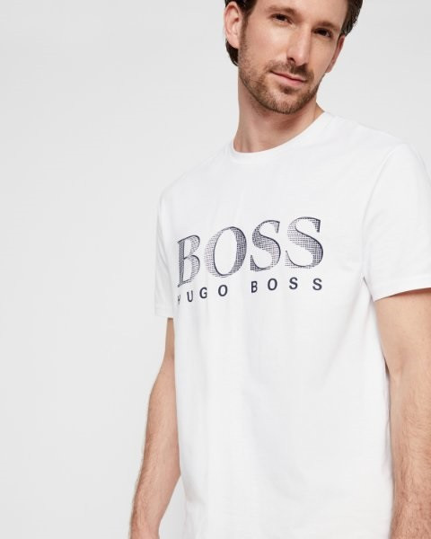Hugo Boss pánské bílé tričko UPF50+ s nápisem č.2