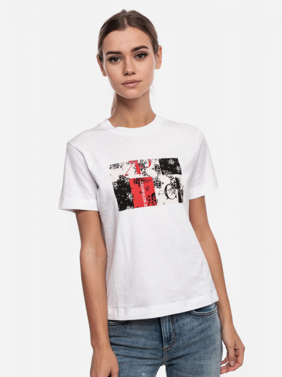 Calvin Klein dámské bílé tričko s potiskem PRINT MIXED TEE č.1
