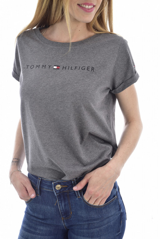 Tommy Hilfiger dámské šedé tričko s nápisem č.1