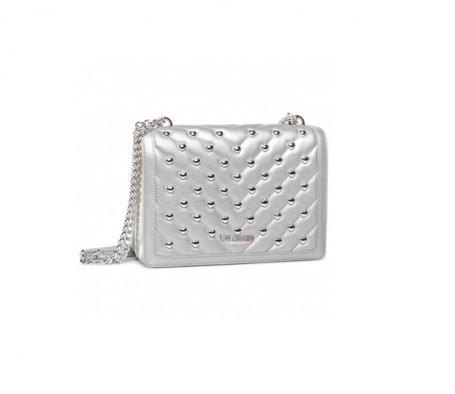 LOVE MOSCHINO dámská stříbrná crossbody kabelka MATT NAPPA PU ARGENTO č.1