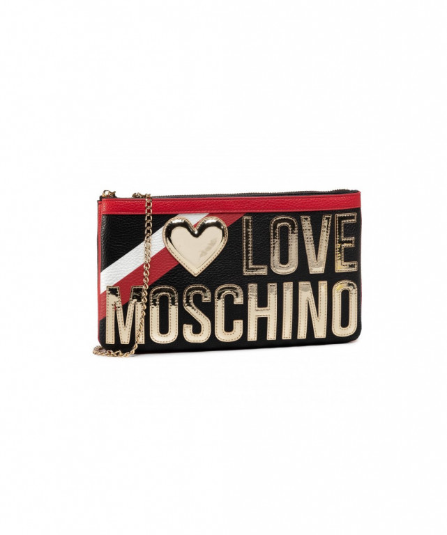 LOVE MOSCHINO dámská crossbody černá kabelka PEBBLE PU MIX NERO/ROSSO č.1