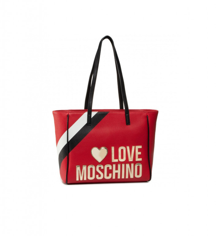 LOVE MOSCHINO dámská červená kabelka PEBBLE PU MIX ROSSO/NERO č.1