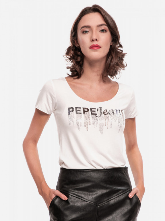 Pepe Jeans dámské krémové tričko Abbey č.1